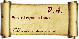 Preininger Alexa névjegykártya